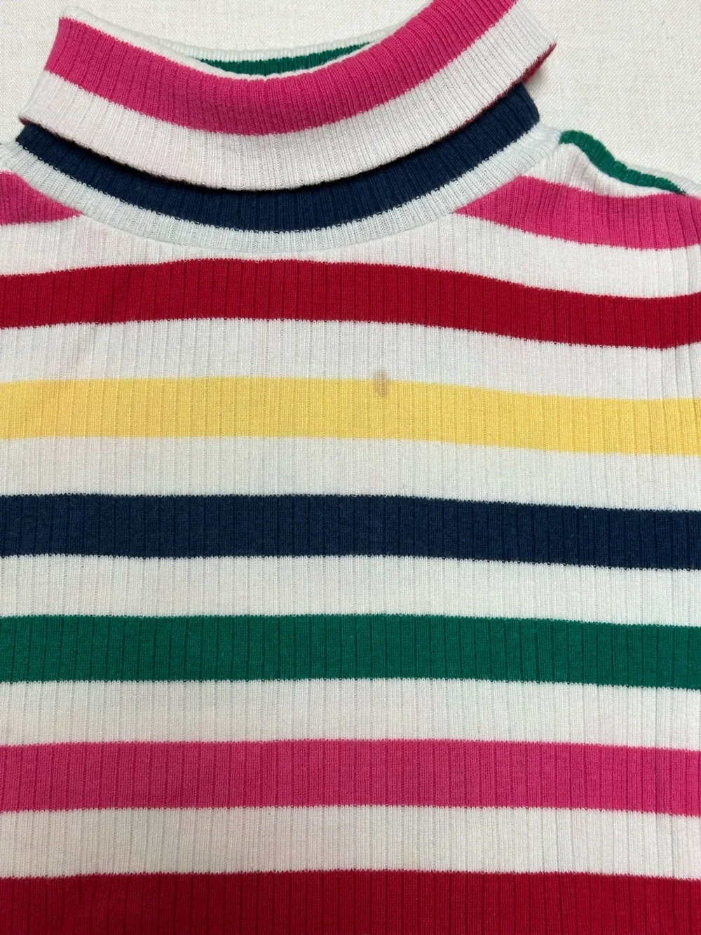 VTG 90s Gymboree Rainbow Stripe Ribbed Mock Neck Top Kids Size Large Flawed